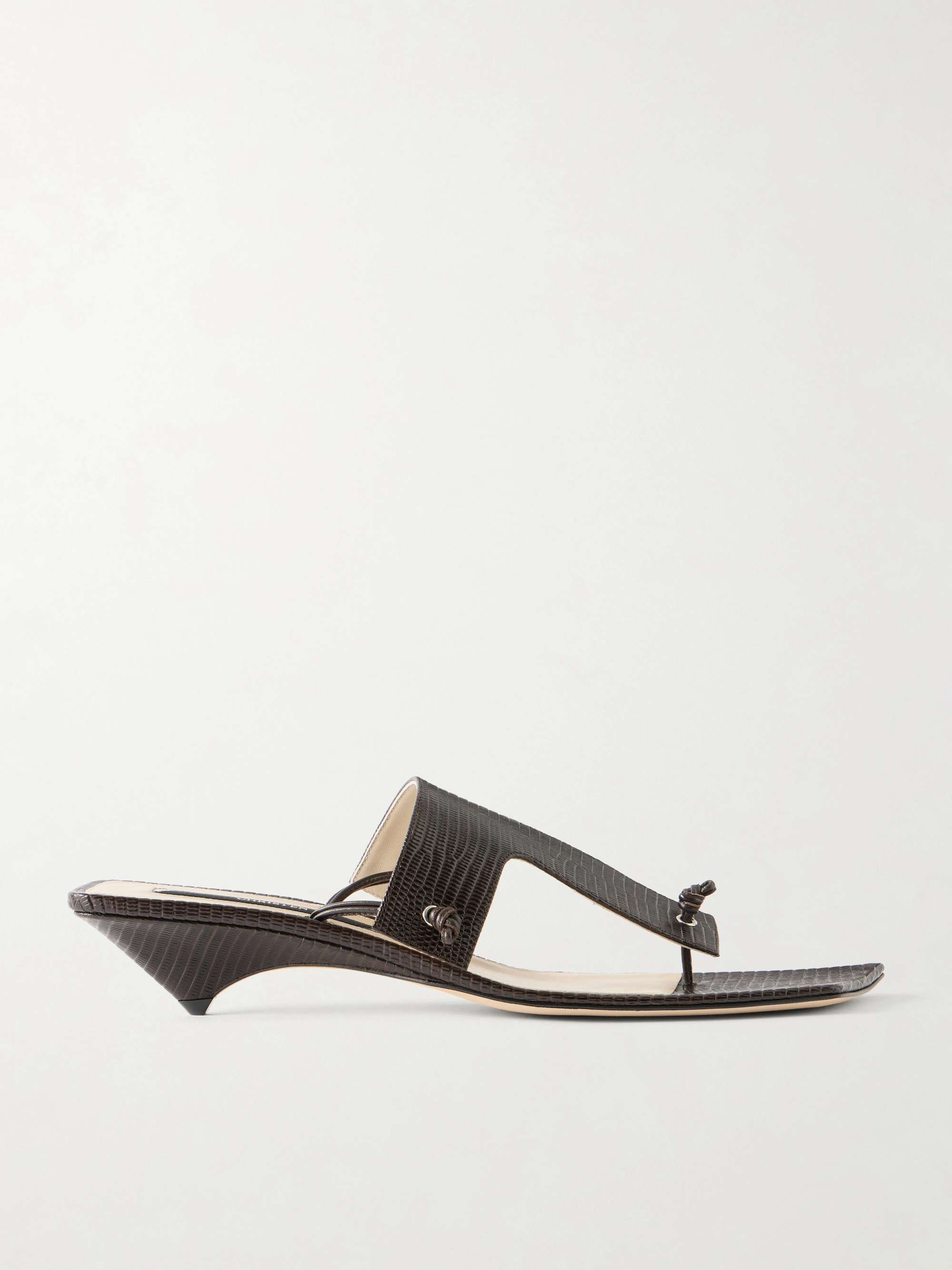 Edge T-Strap 35 Lizard-Effect Leather Sandals