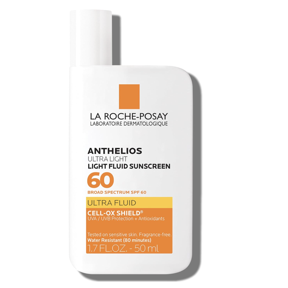 La Roche-Posay Anthelios Light Fluid Facial Sunscreen Spf 60, Lightweight Sunscreen for Face, Fluid Texture, Broad Spectrum Spf + Antioxidants, Oil Free &amp;amp; Oxybenzone Free, Travel Size 1.7 Fl. Oz.