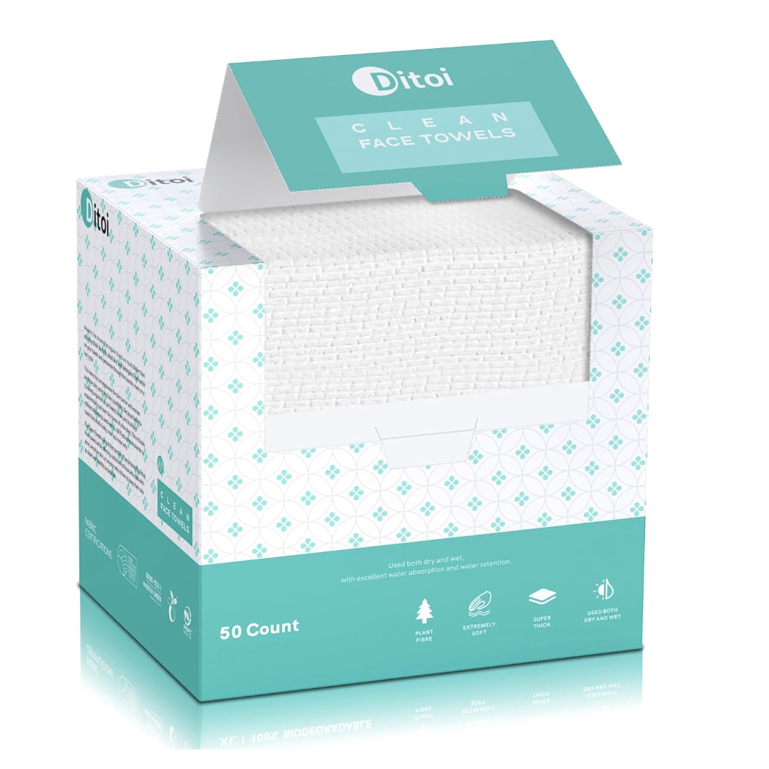 Face Towels, 10"&amp;times;12" Disposable Face Towel, Face Towelettes Xl, Ultra Soft Makeup Remover Dry Wipes, Thick Face Towel for Sensitive Skin, 50 Count (1 Pack)