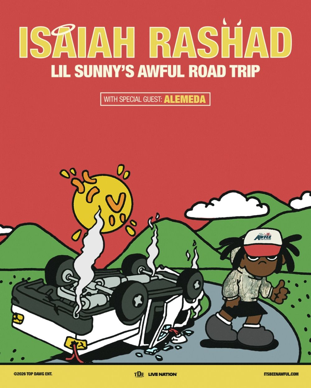 Isaiah Rashad 2026 Lil Sunny’s Awful Road Trip tour poster