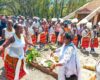 Italian Carrara marble, life-size buffalo sculpture for Raila mausoleum