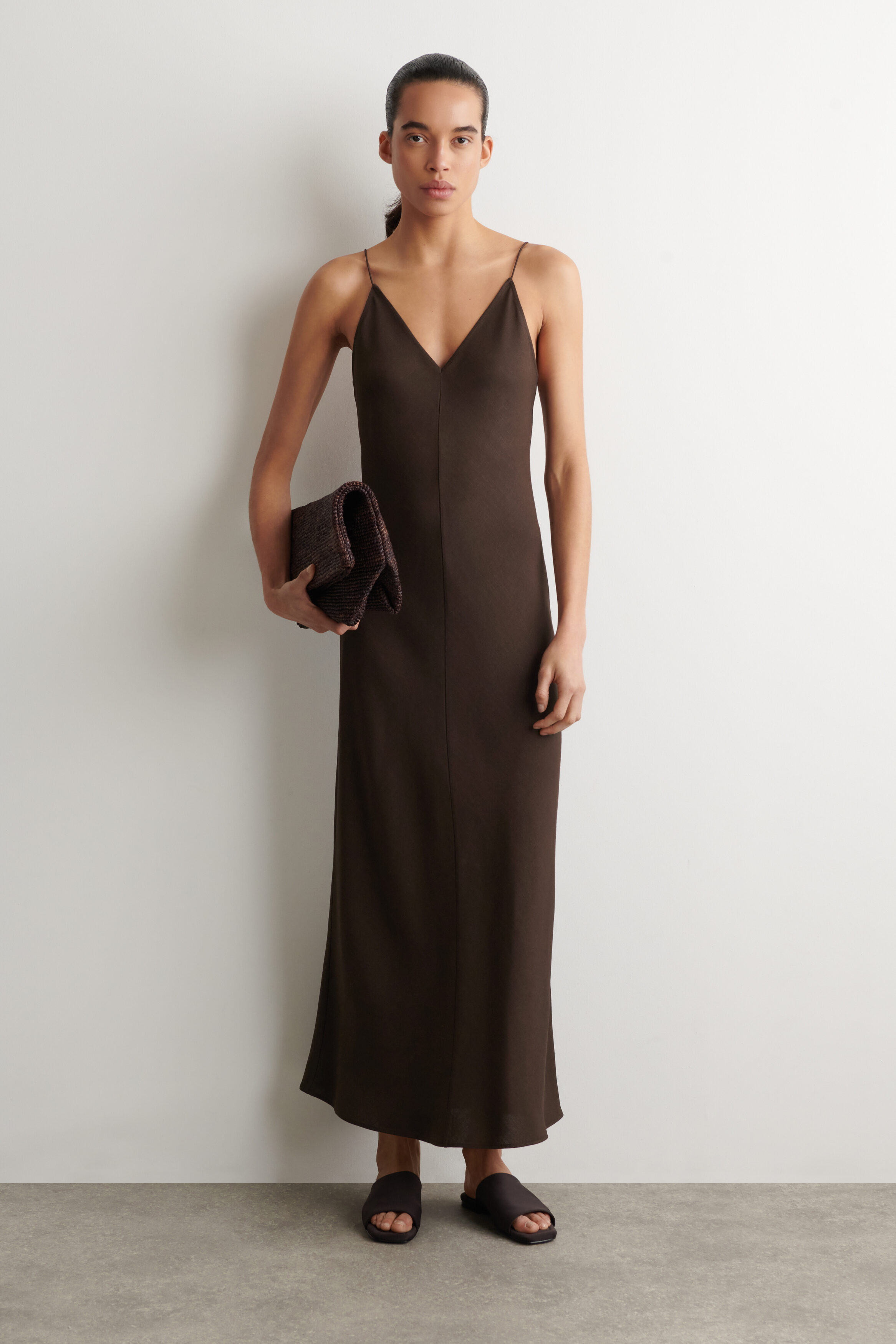 V-Neck Midi Cami Dress