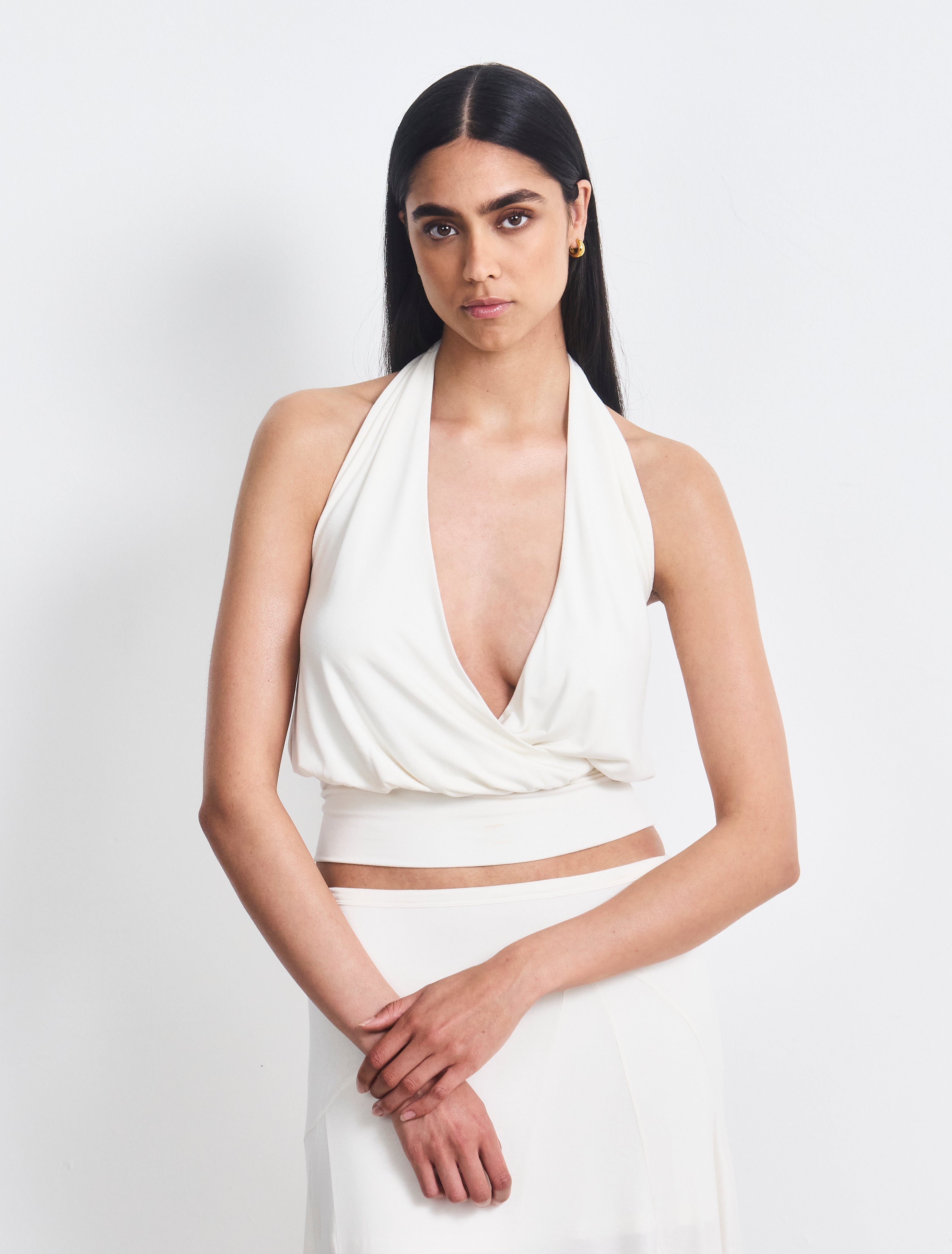 Lenny Wrap Front Halter in Chalk