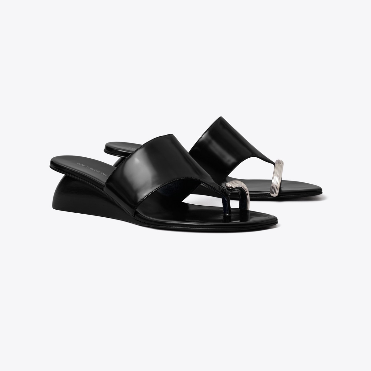 Pierced Wedge Sandal in Black, Size 10