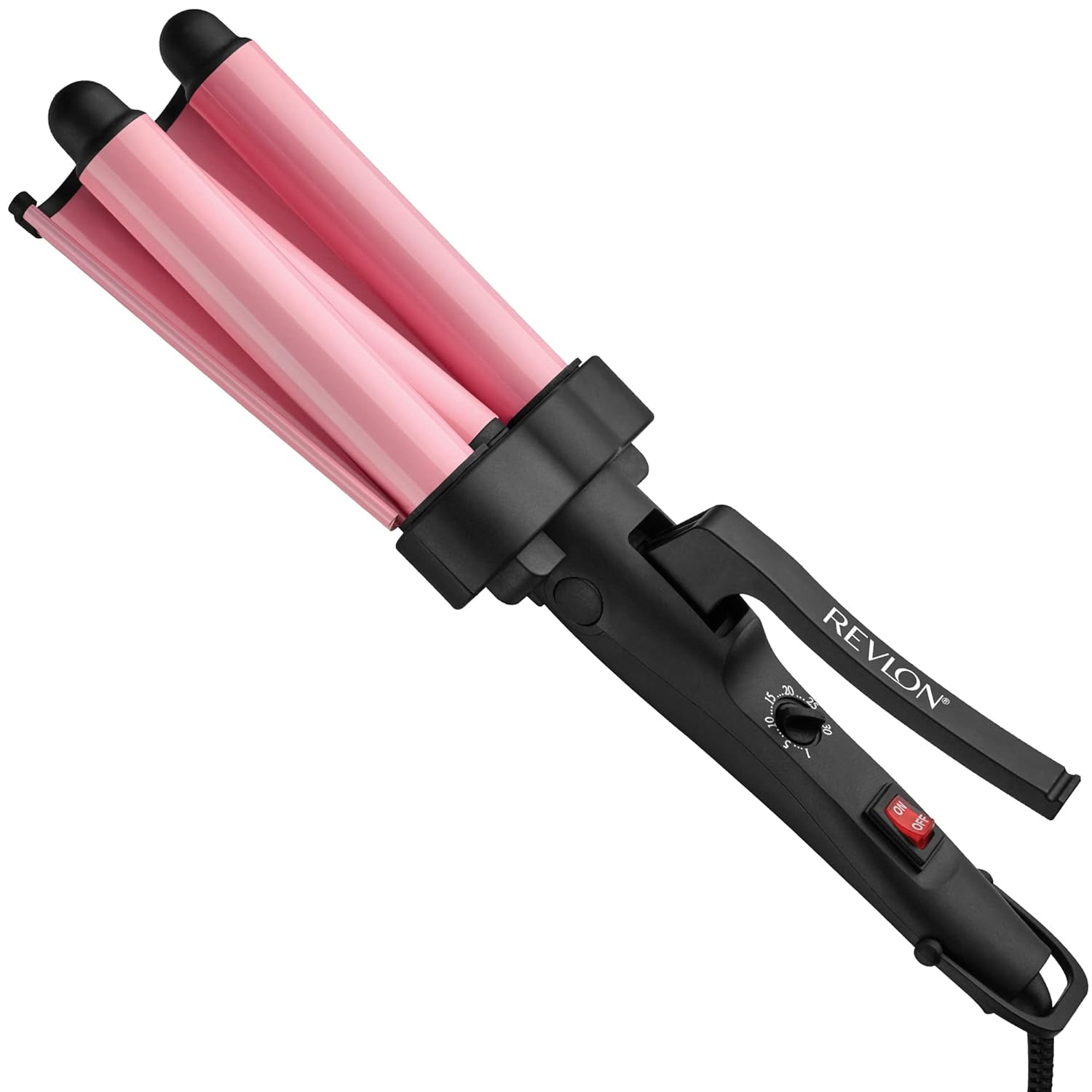 REVLON, Revlon 3 Barrel Jumbo Hair Waver | Long-Lasting, Natural Looking Waves, (pink)