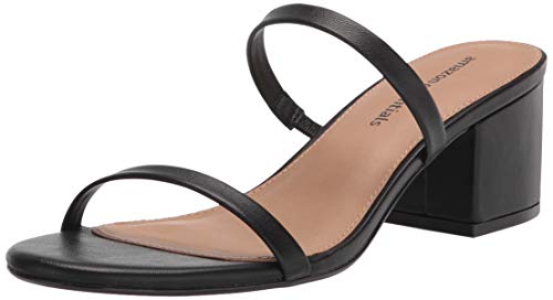 Amazon Essentials Women's Thin Two Strap Heeled Slide, Black, 8