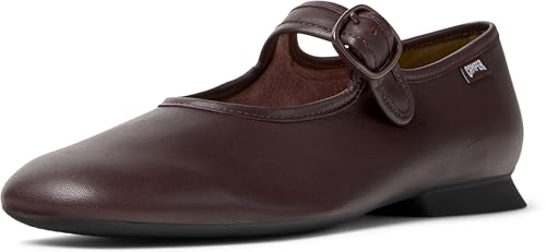 Camper Women's Casi Myra Buckle Ballerina Flat, Burgundy, Eu 38/us 7.5