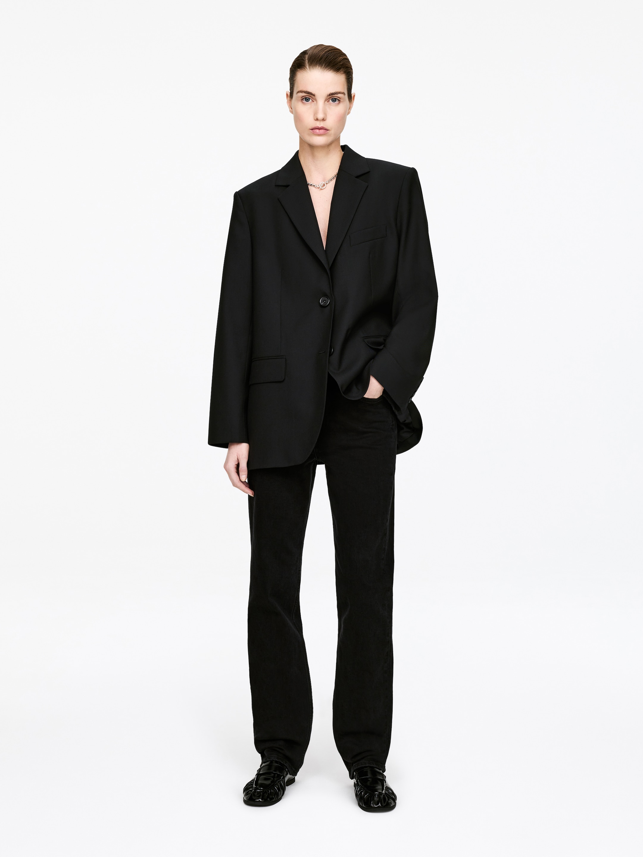 Hopsack Wool Blazer &amp;ndash; Black &amp;ndash; Women &amp;ndash; Arket Gb