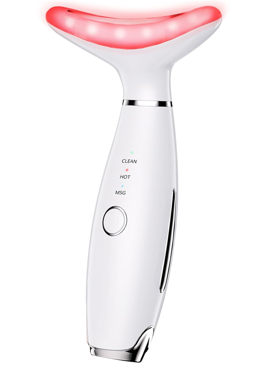 Dopsikn, Dopsikn 7 Color Galvanic Machines - Red Light Therapy for Face and Neck, Face Massager Tool for Wrinkles, Double Chin, Vibrating Facial Massager With Thermals, White