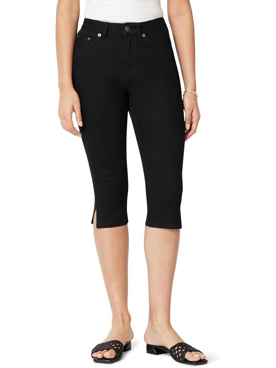 Amazon Essentials, Amazon Essentials Women's High-Rise Pedal Pusher Jean, Black, 10