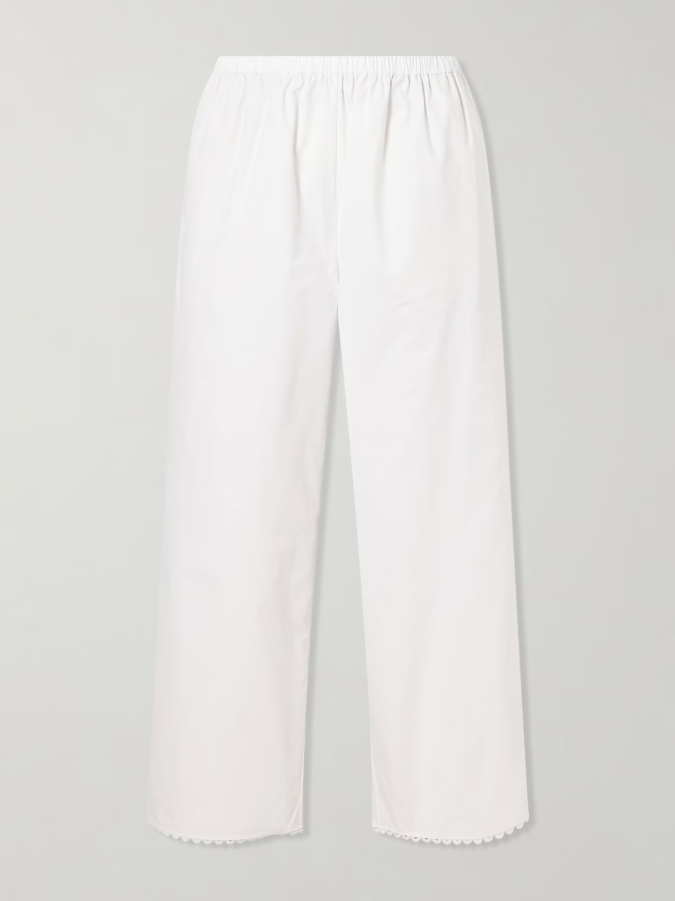 R&amp;oacute;he, Embroidered Cotton-Poplin Wide-Leg Pants
