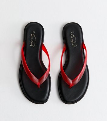 Bright Red Jelly Thong Sandals
