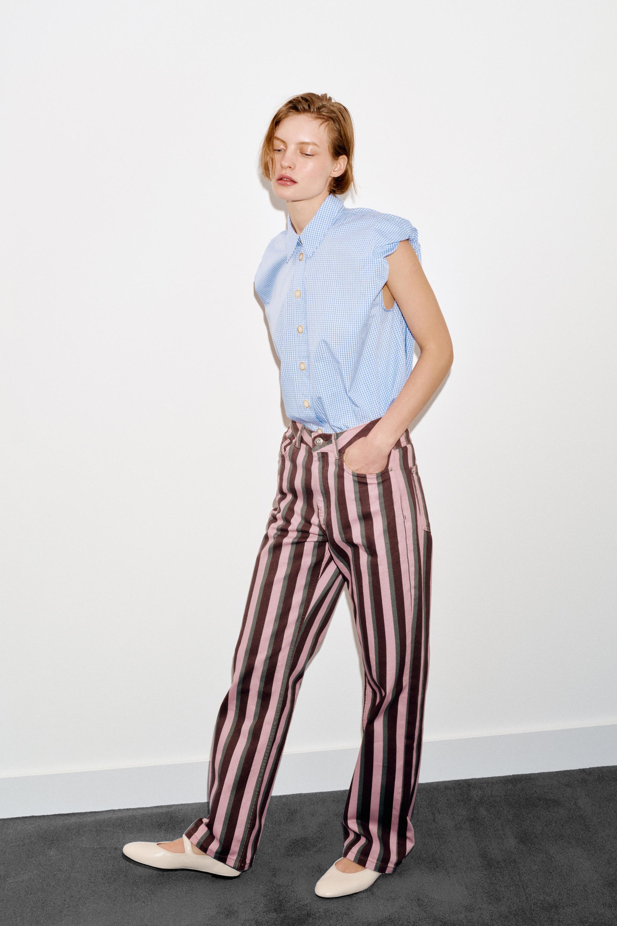 Z1975 Mid-Rise Striped Straight Leg Jeans
