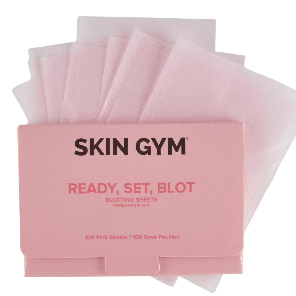 Skin Gym, Skin Gym Ready, Set, Blot Pink Blotting Papers 100 Count, Eco-Friendly, Biodegradable, On-The-Go Blotting Papers to Absorb Oil and Shine