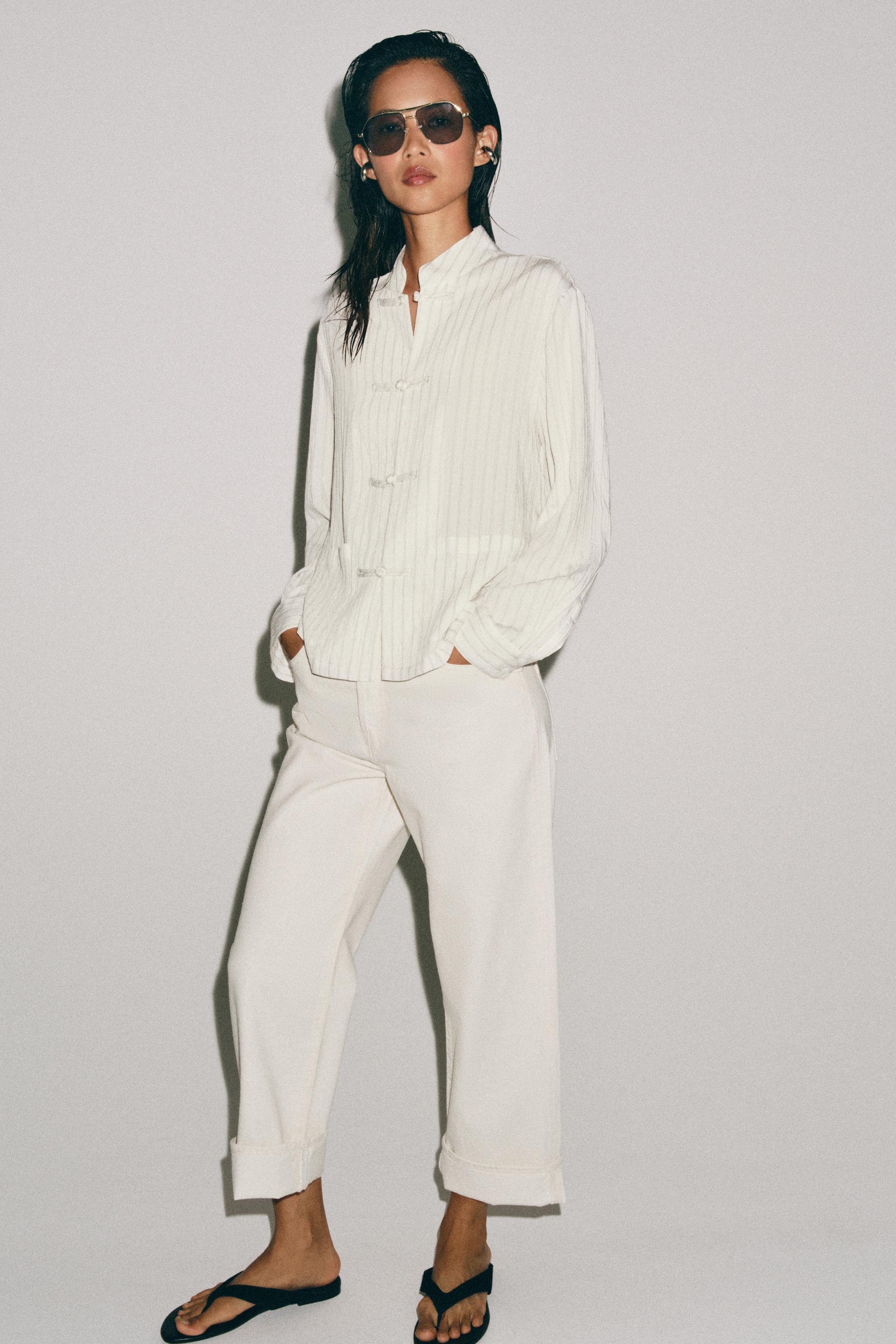 Zw Collection Striped Shirt With Frog Fastening