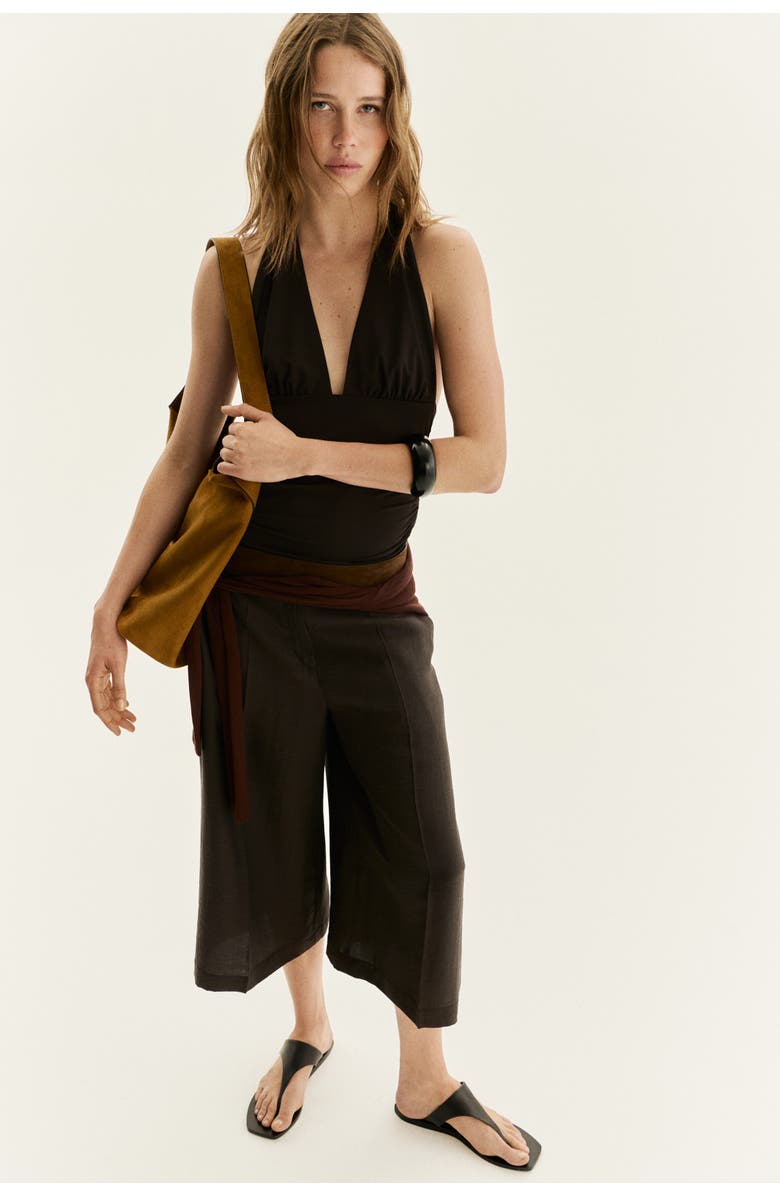 Tailored Linen-Blend Culottes