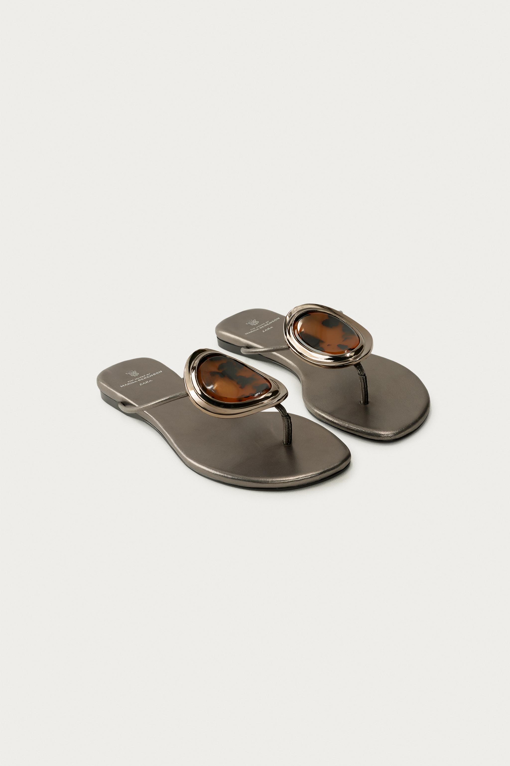 Marisa Berenson X Zara Flat Leather Sandals