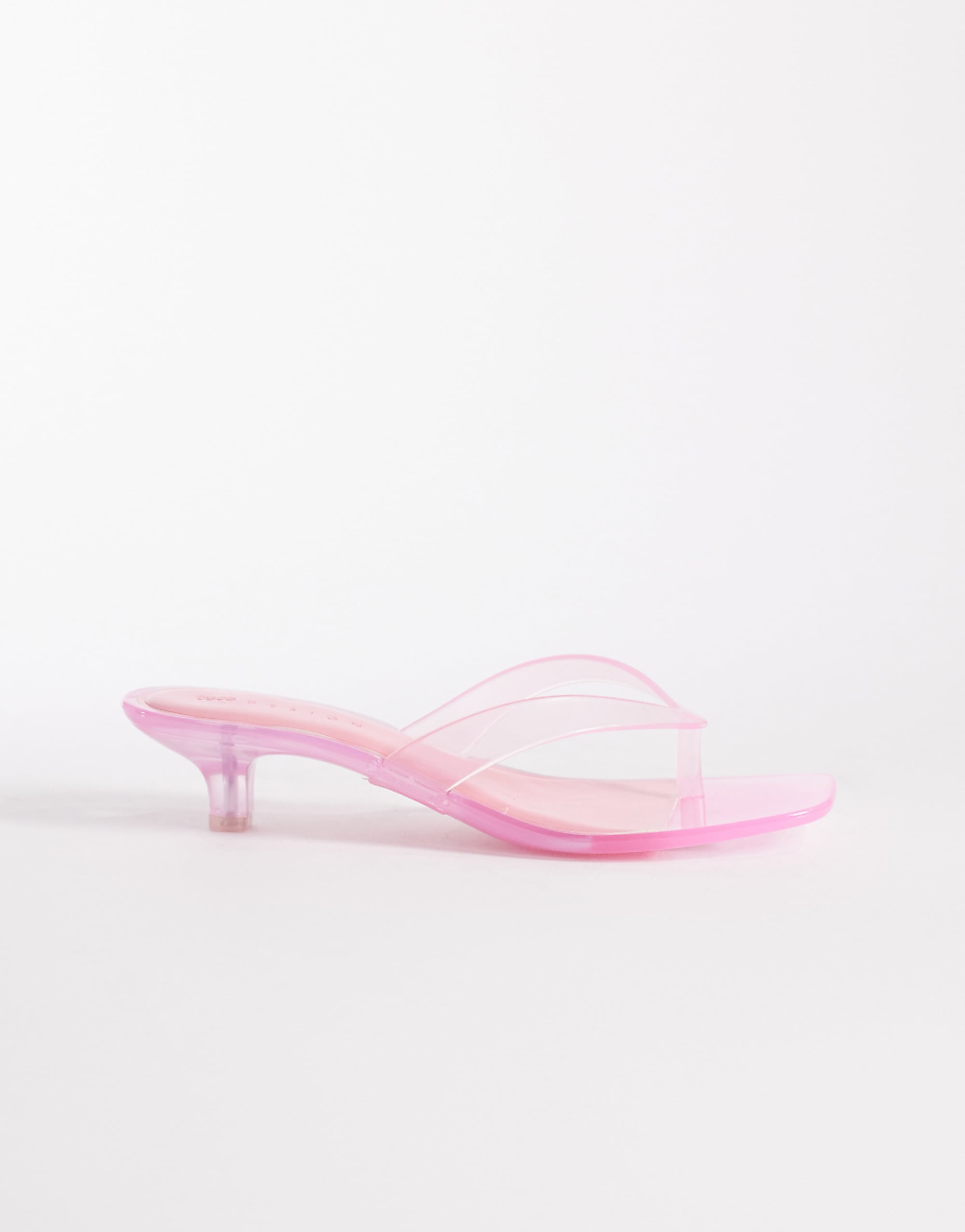 Asos Design Holiday Jelly Kitten Heel Toe Thongs in Pink