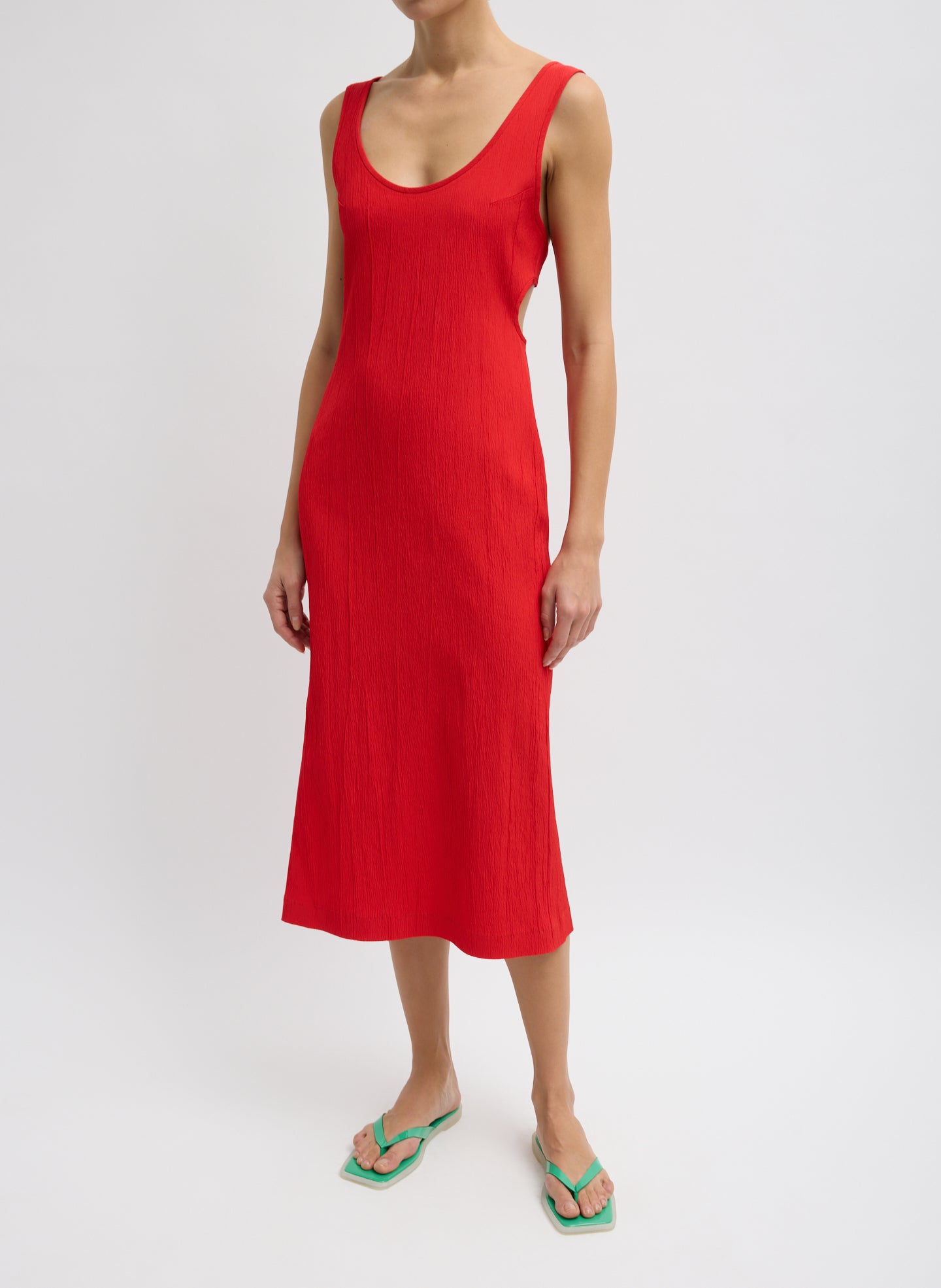 Creased Stretch Crepe Racerback Dress - Red / 00 / U126cc1674