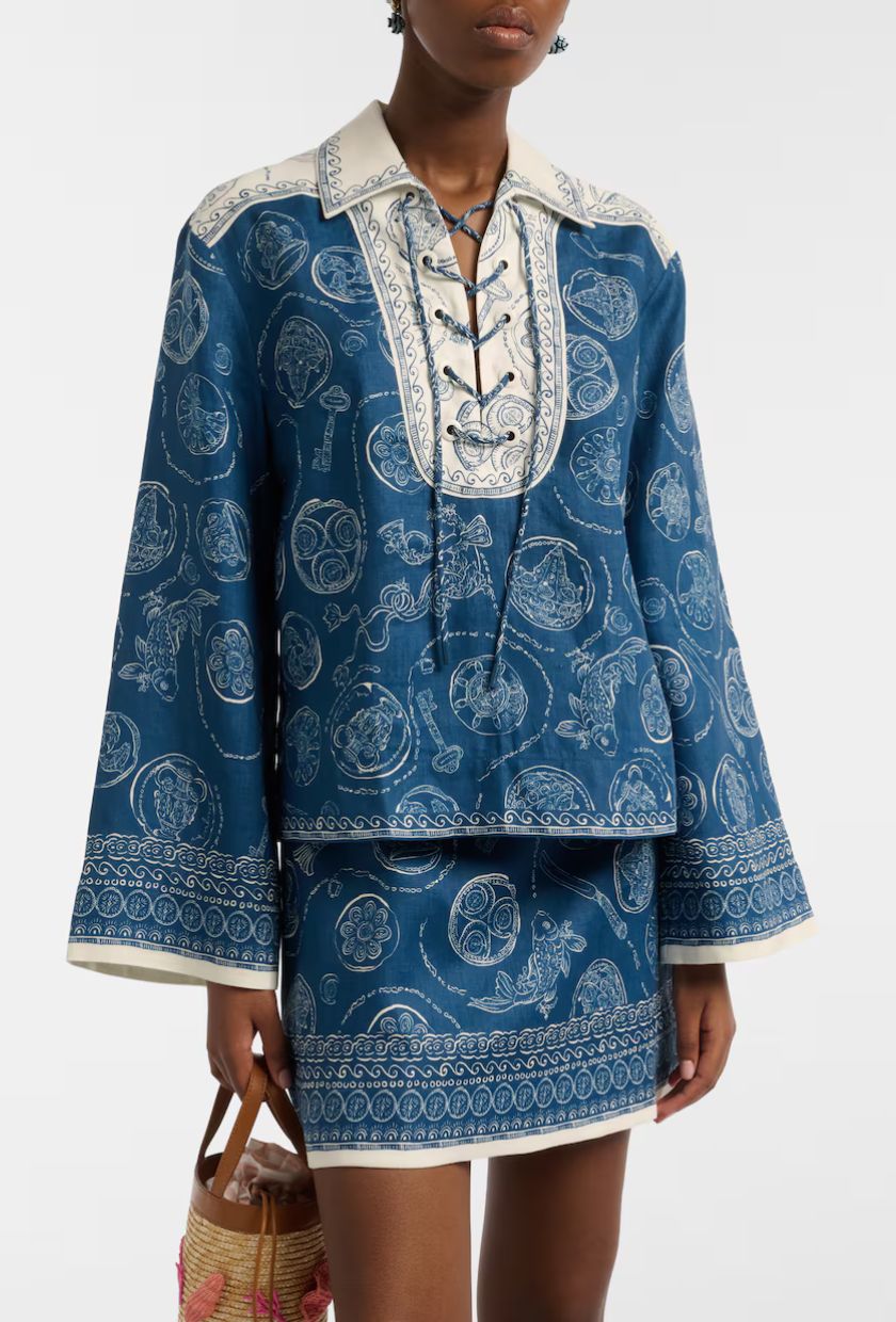 Al&amp;eacute;mais, Lucky printed linen blouse