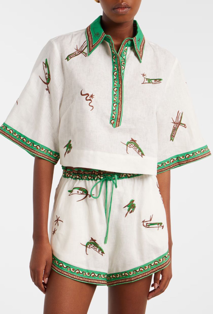 Al&amp;eacute;mais, Wanda embroidered linen shirt