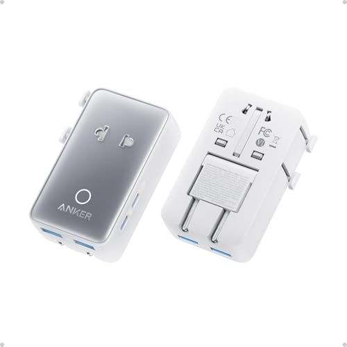 Anker Nano Travel Adapter, 5-Port Power Adapter With 1&amp;times; 2-Pin Ac, 2 Usb A, 2 Usb C for 20w, Smart Temperature Control, Works in 200+ Countries, Not a Voltage Converter, Travel Essentials (1-Pack)