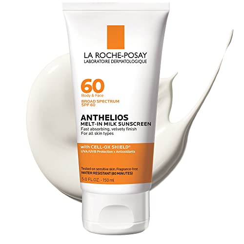 La Roche-Posay Anthelios Melt-In Milk Sunscreen Spf 60, Sunscreen for Body &amp;amp; Face, Broad Spectrum Spf + Antioxidants, Oil Free, Lightweight &amp;amp; Fast Absorbing, Oxybenzone Free