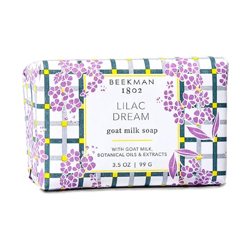Beekman 1802 Goat Milk Soap &amp;ndash; Moisturizing Hand &amp;amp; Body Soap Bar With Shea Butter &amp;amp; Botanical Oils, Triple-Milled, Non-Drying, Made for Sensitive Skin, Lilac Dream 3.5 Oz