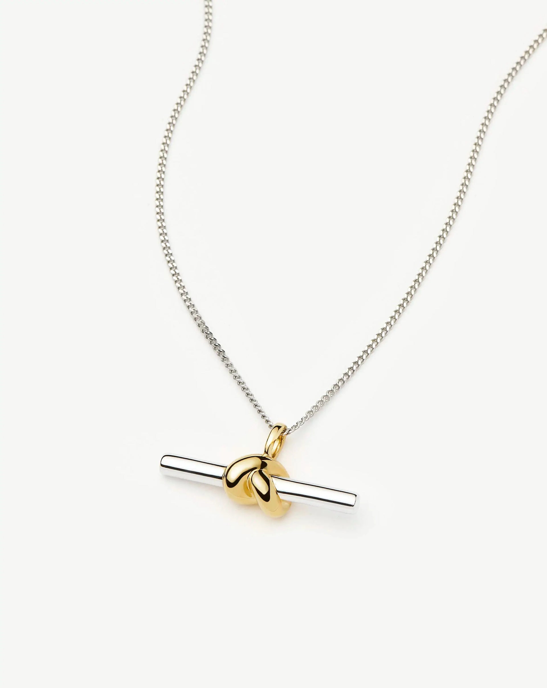 Lucy Williams T-Bar Knot Pendant Necklace | Mixed Metal - 18ct Gold Vermeil, Sterling Silver