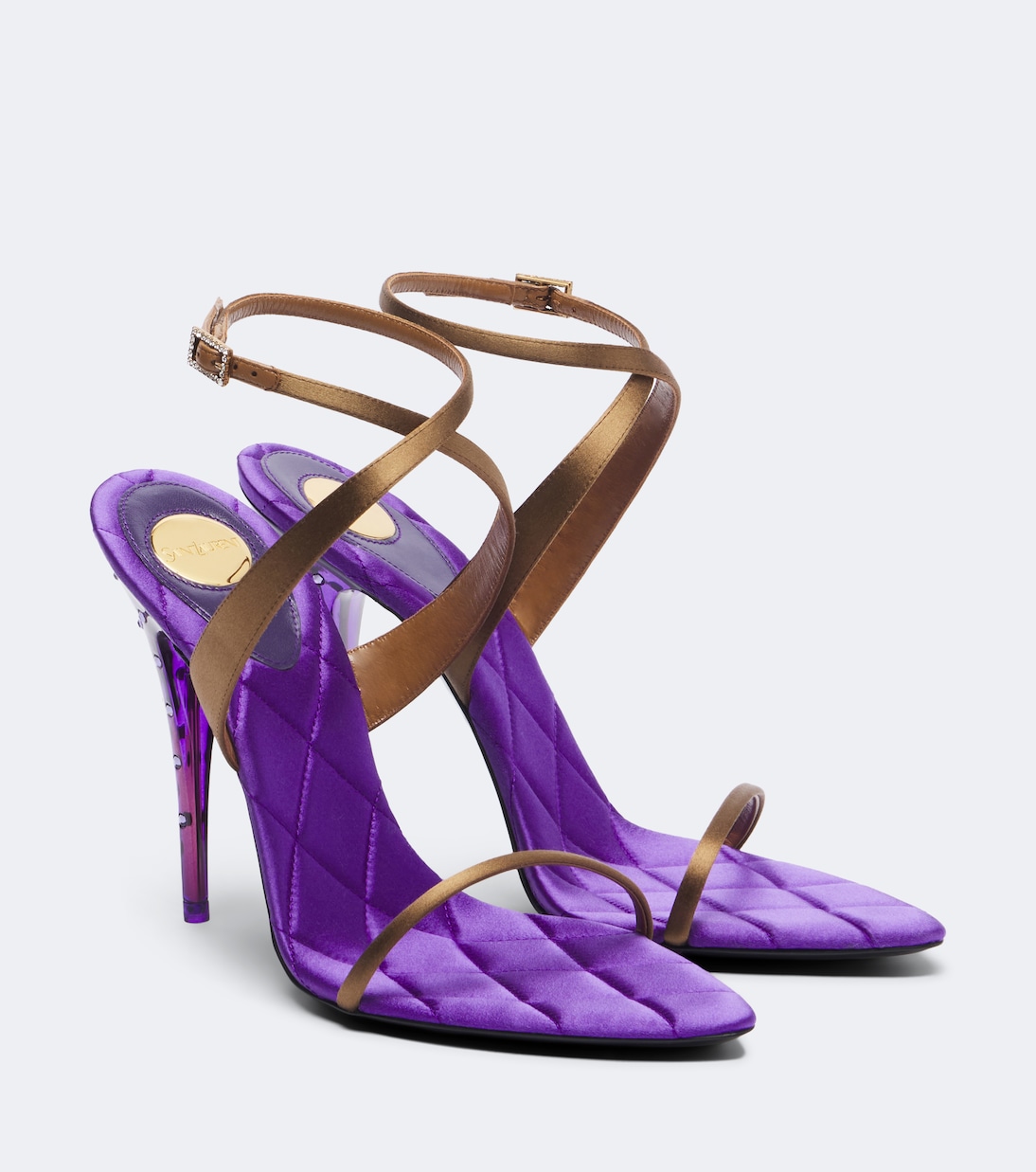 Ivresse Embellished Quilted Satin Sandals in Multicoloured - Saint Laurent