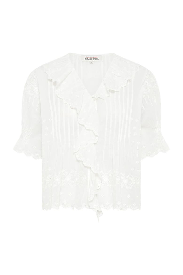 Ceylia Embroidered Ruffle Detail Shirt