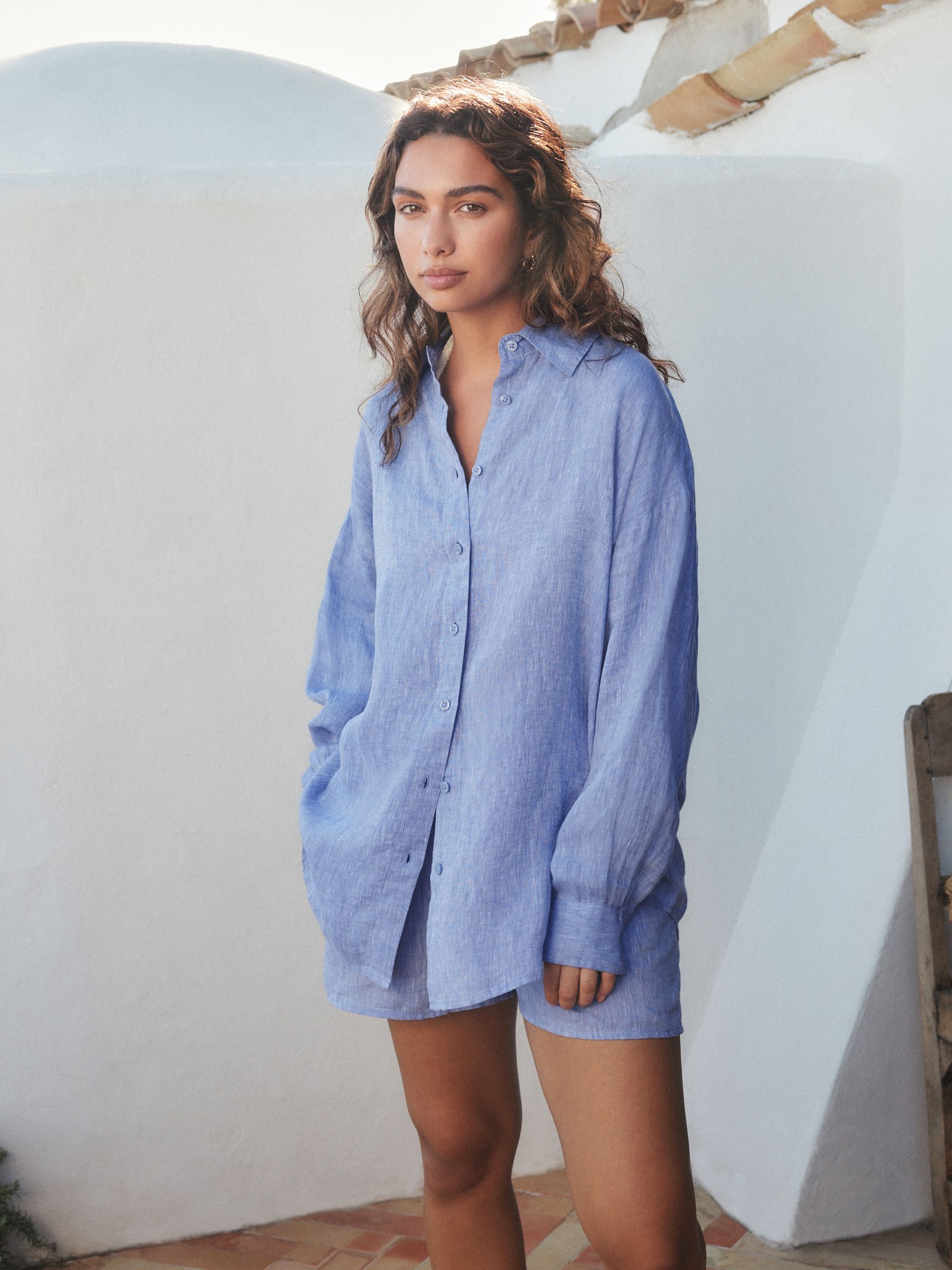Blue N. Premium 100% Linen Shirt - Size 6