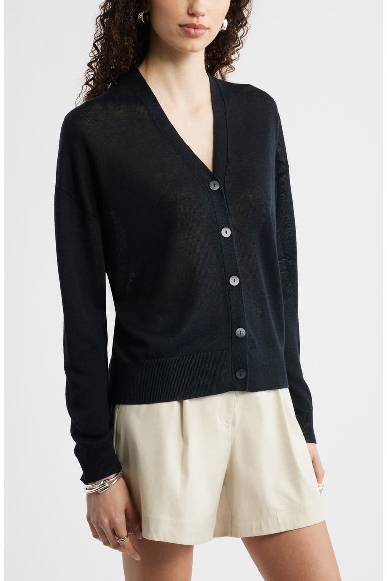 V-Neck Linen &amp;amp; Viscose Cardigan