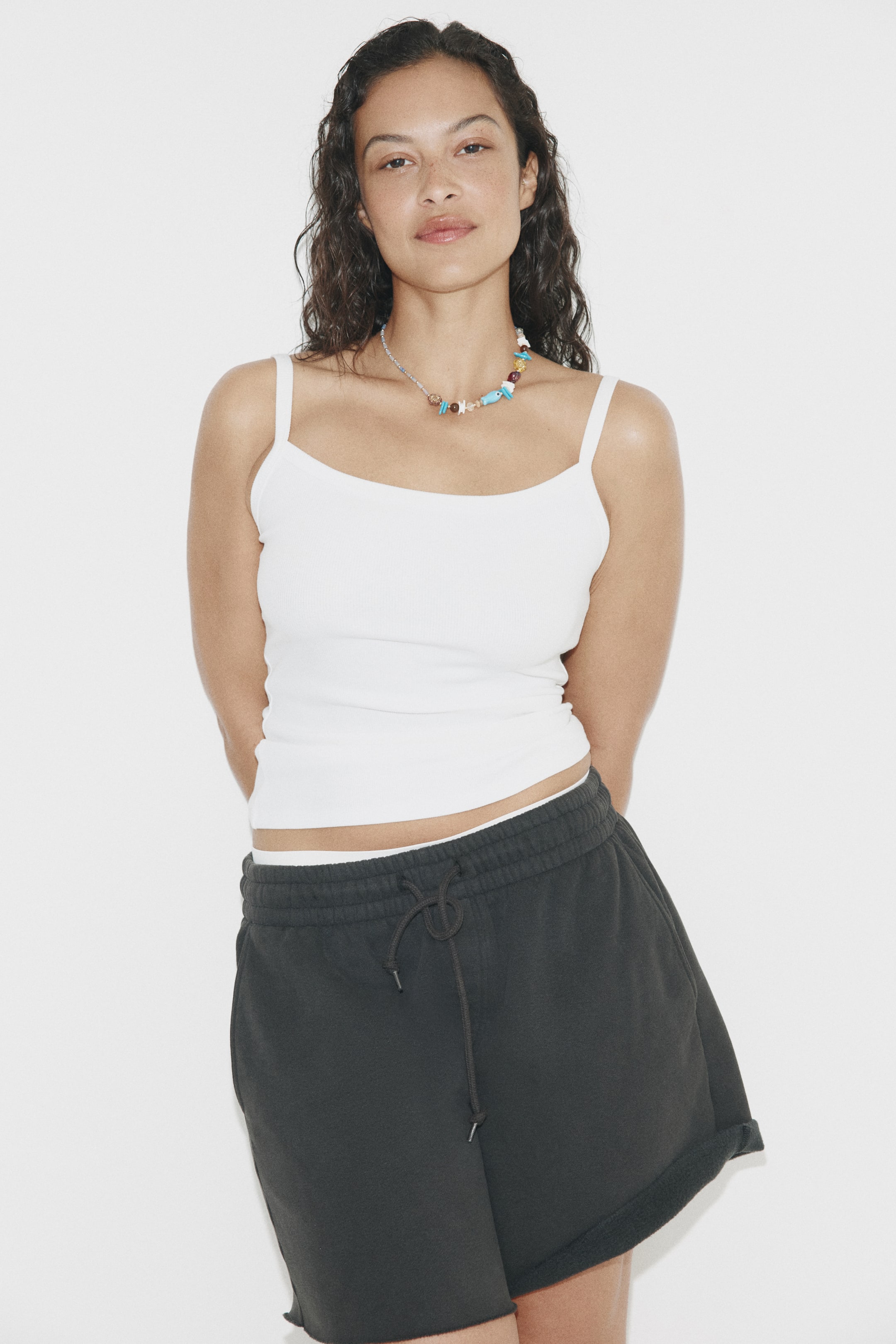 Ribbed Cotton Strappy Top