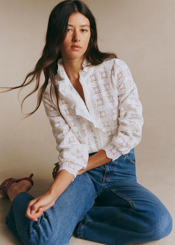Chlo Shirt - Ecru Guipure - Cotton - S&amp;eacute;zane
