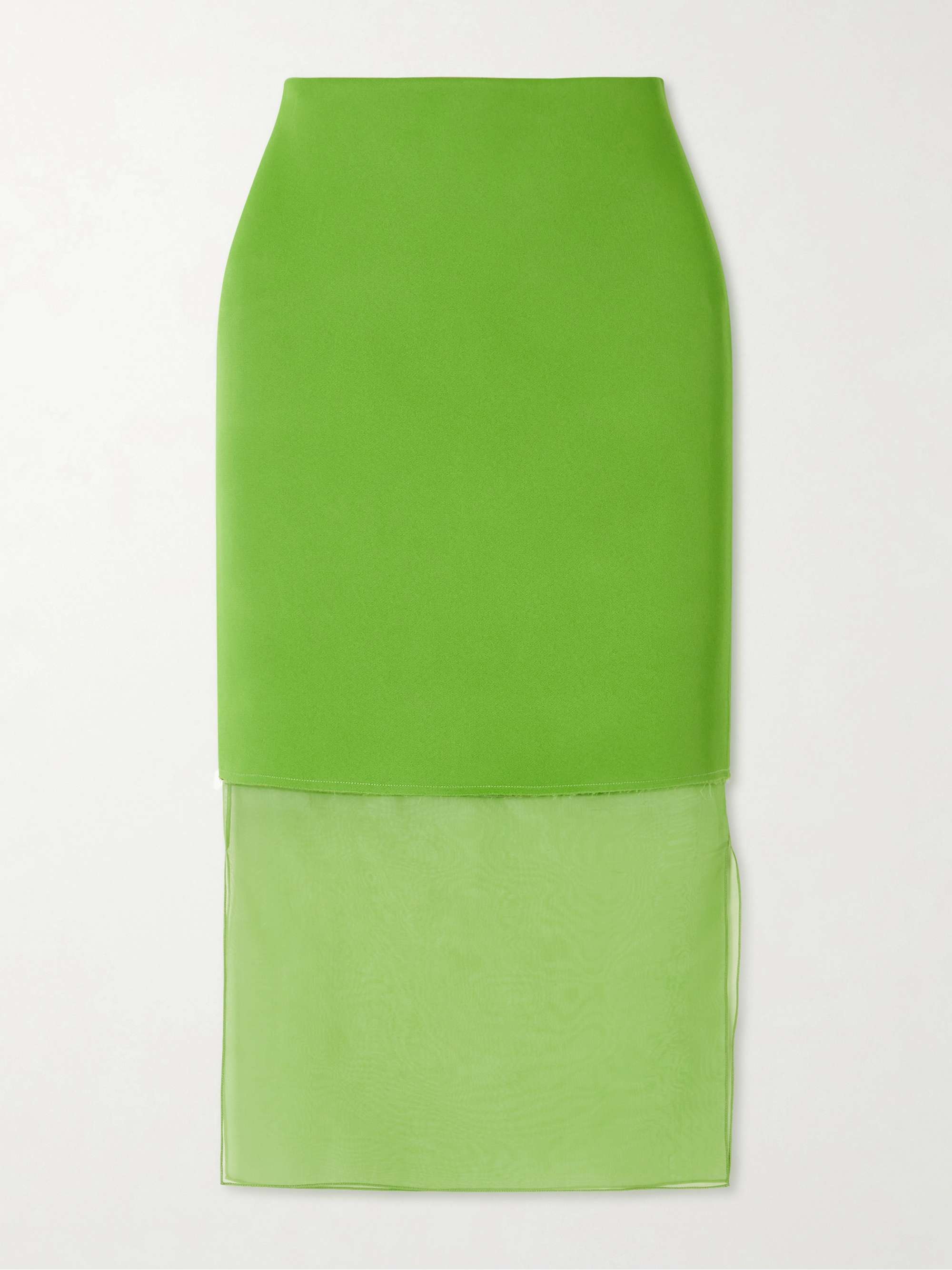 Sybil Layered Frayed Satin-Crepe and Organza Midi Skirt