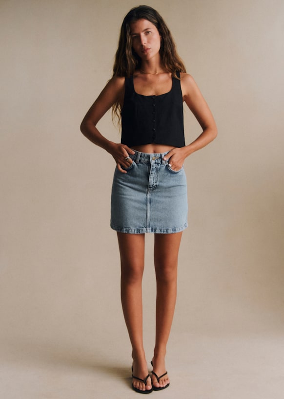 Marja Skirt - Vintage Blue - Organic Cotton - Organic Textile - S&amp;eacute;zane