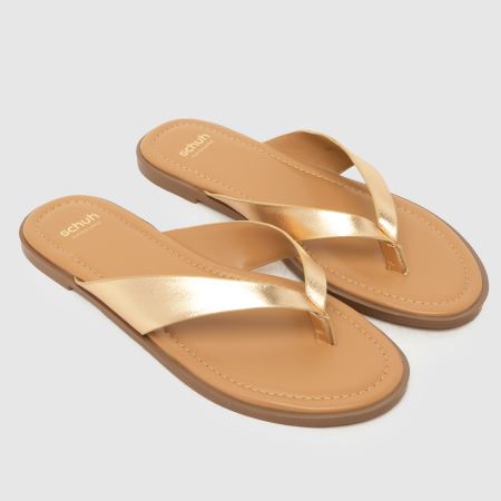 Schuh Thailand Leather Toe Post in Gold