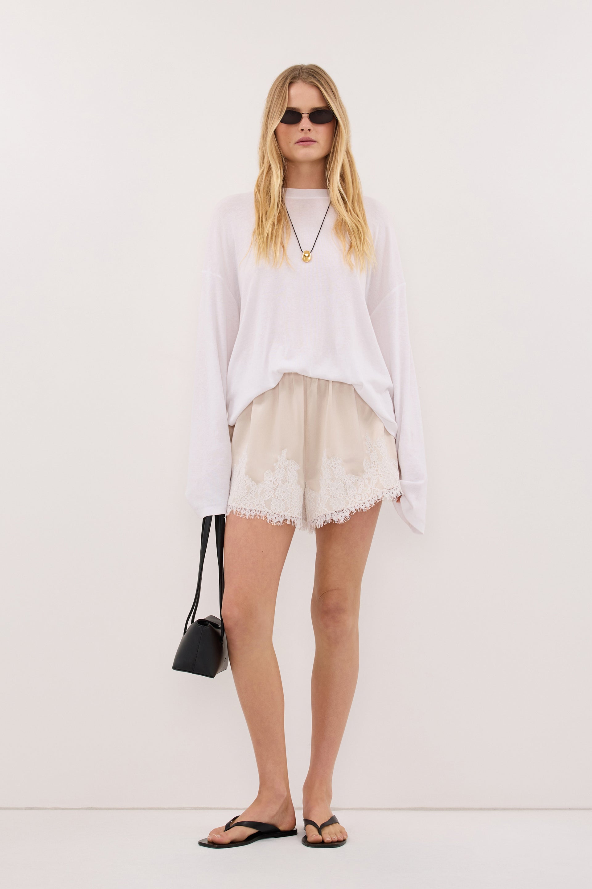 Selene Oyster Satin Short - 2 / Oyster
