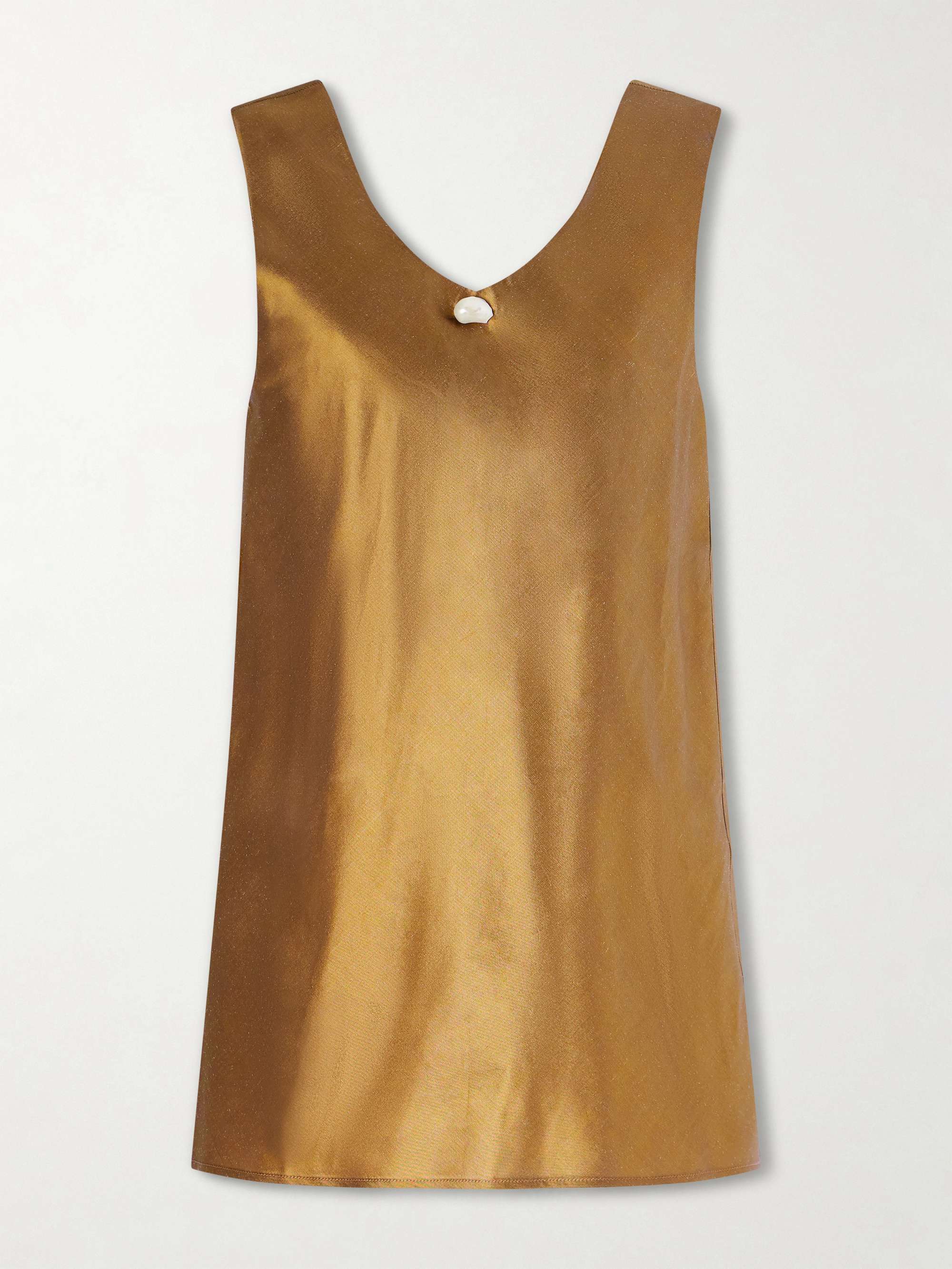 Dune Pearl-Embellished Silk-Shantung Mini Dress