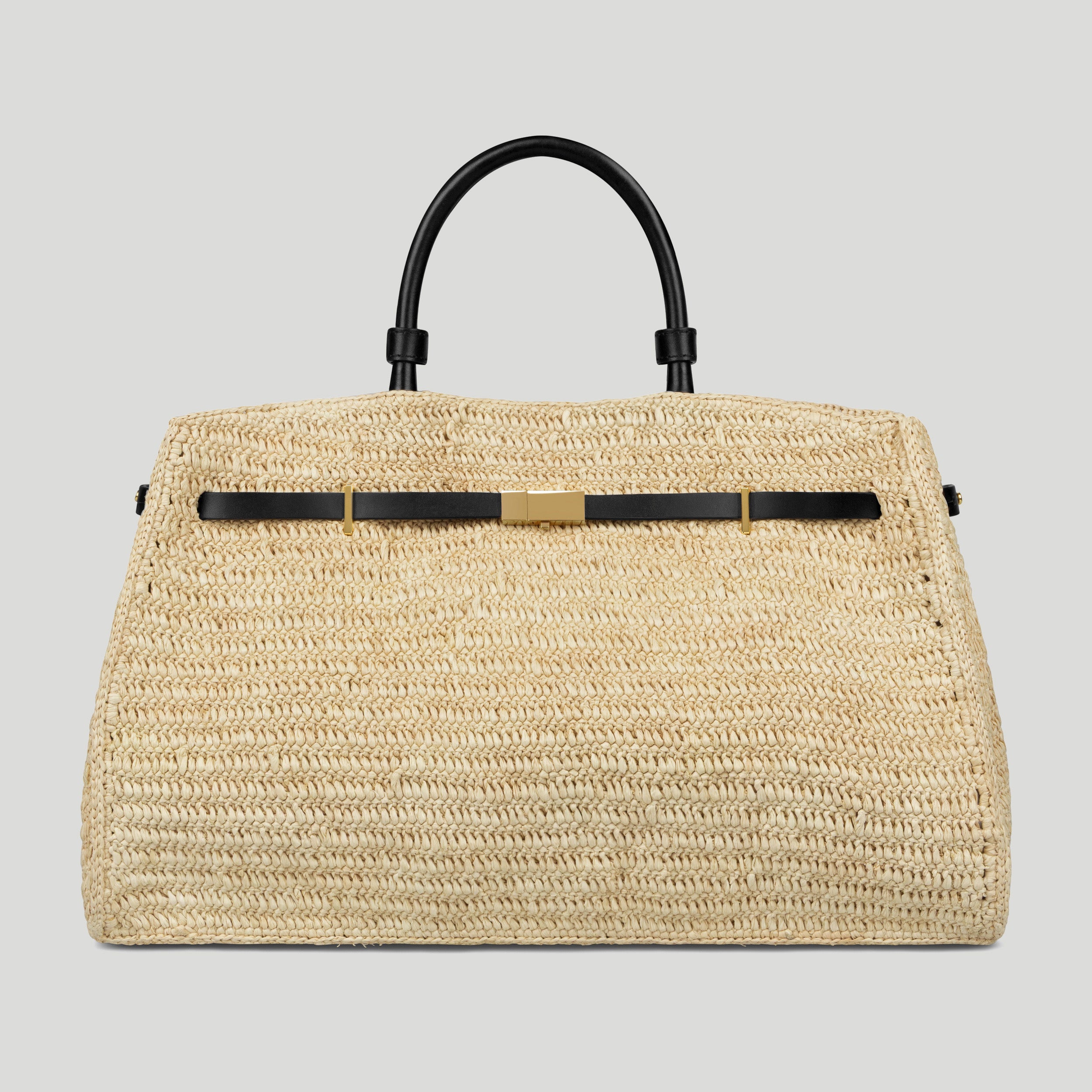The Hudson | Natural Raffia &amp;amp; Black Smooth | Demellier