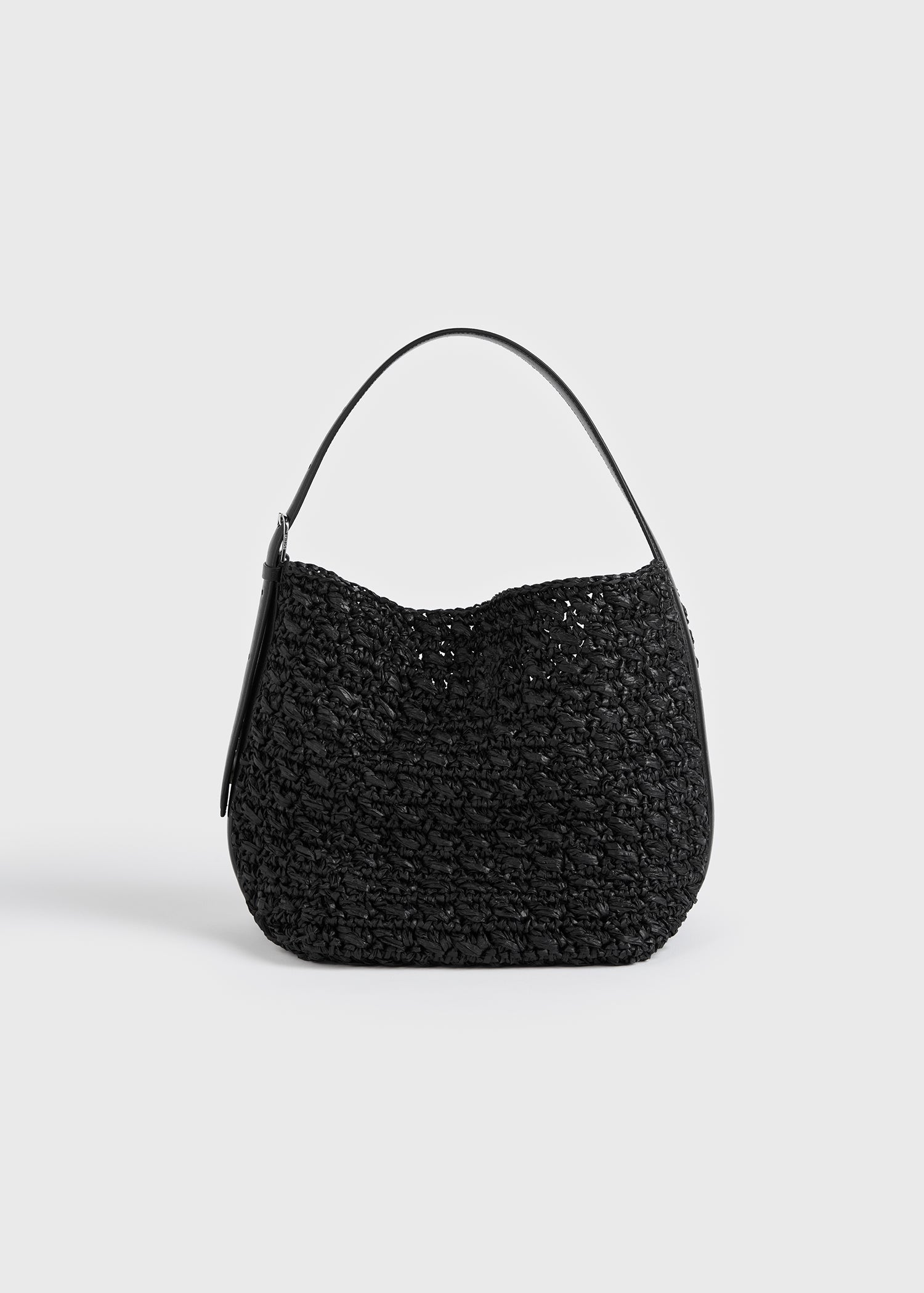 Medium Belted Paper Raffia Tote Black - One Size