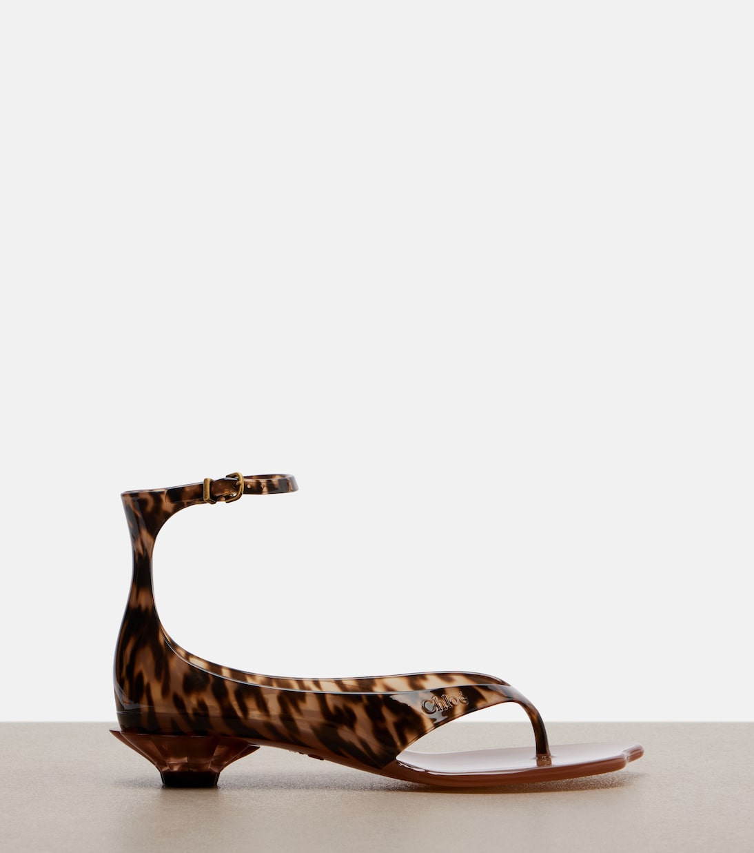 Chlo&amp;eacute; Jelly Animal-Print Thong Sandals in Brown - Chloe