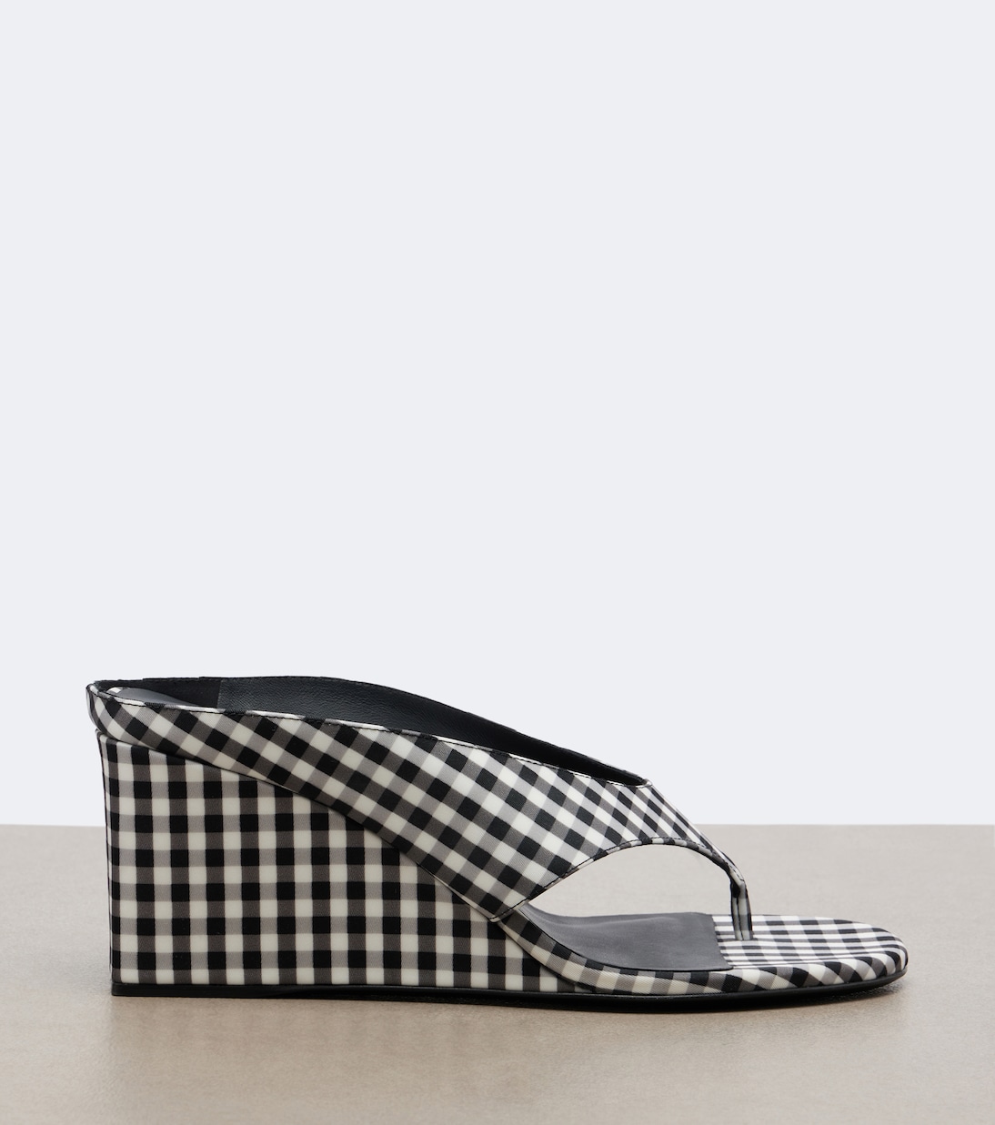 Cube Gingham Wedge Sandals in Black - Alaia