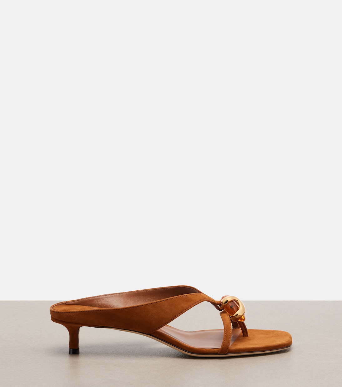 Emeri Embellished Suede Sandals in Brown - Jimmy Choo