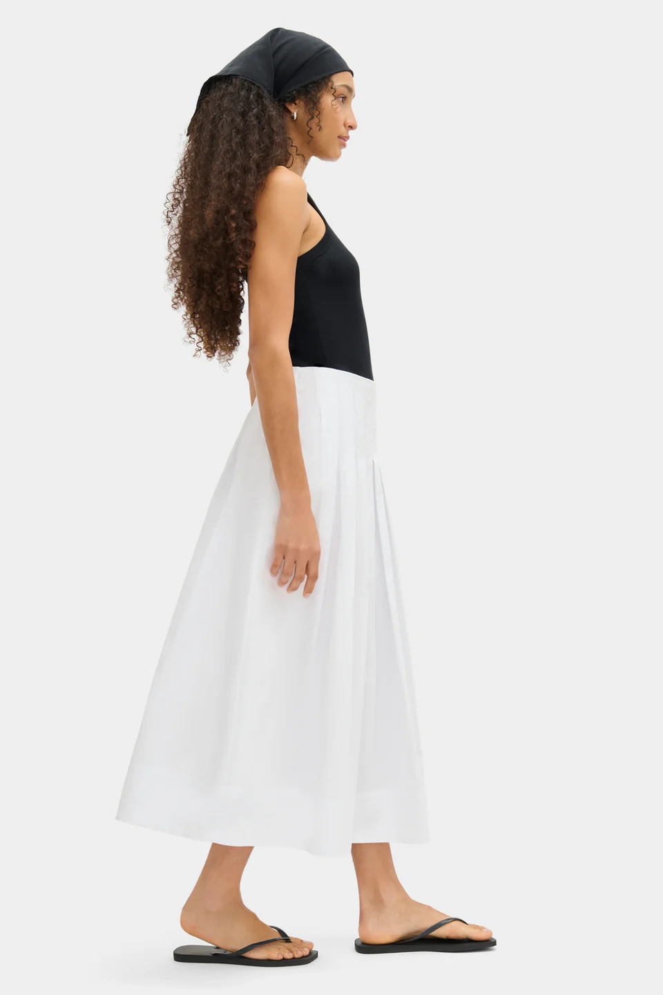 ALIGNE, Julie Pleated Cotton Midi Skirt