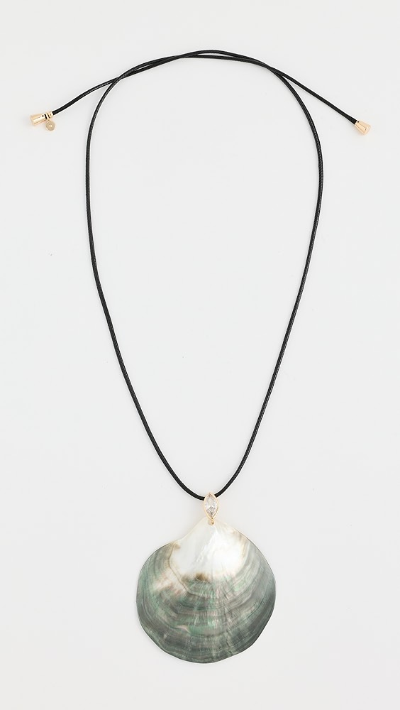 Statement Shell Cord Necklace - Black