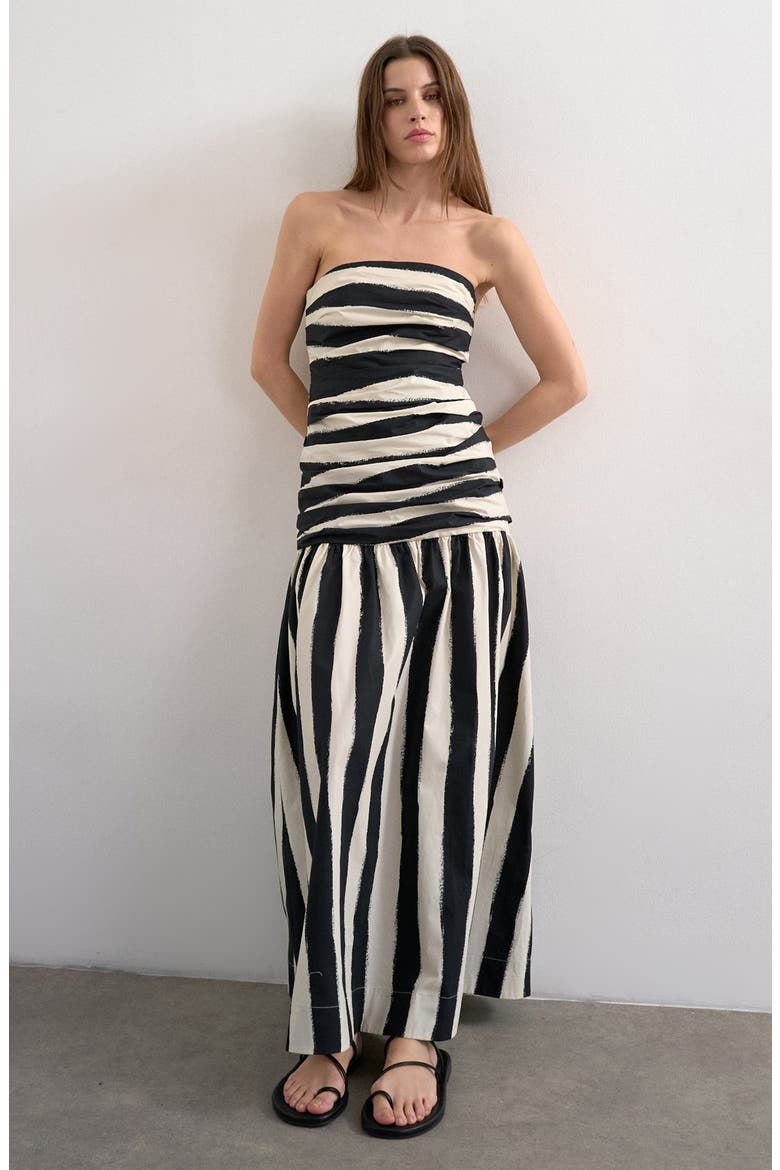 Stripe Bandeau Fit &amp;amp; Flare Dress
