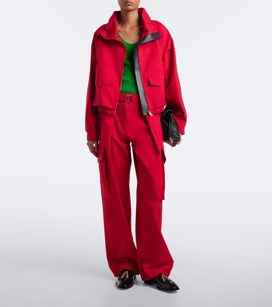 Cotton and Silk Cargo Pants in Red - Loewe