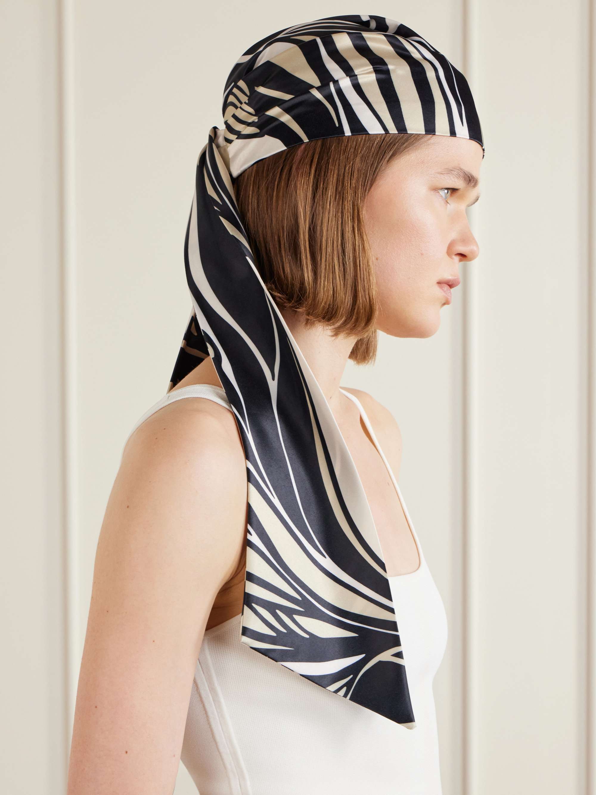 Gigi Wave-Printed Satin Scarf